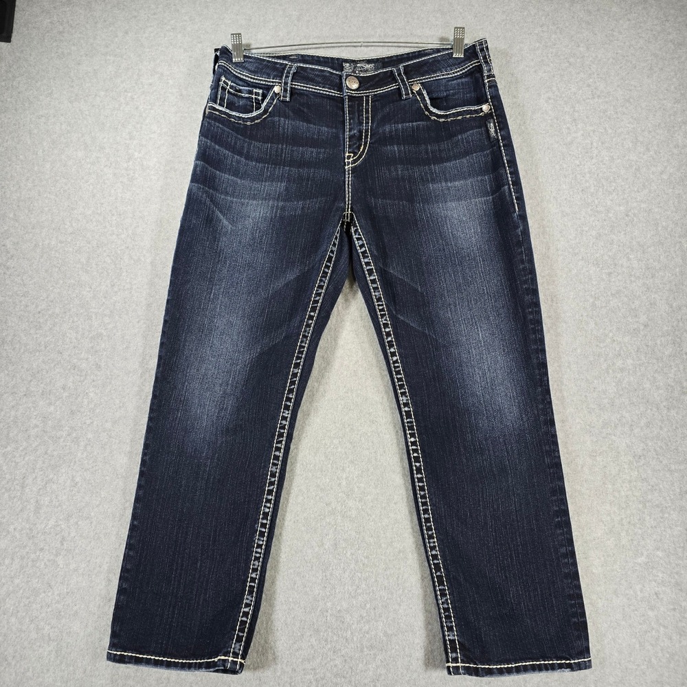 Silver Jeans Co Suki Mid Rise Straight Leg Dark Wash Denim Jeans W33 Indigo